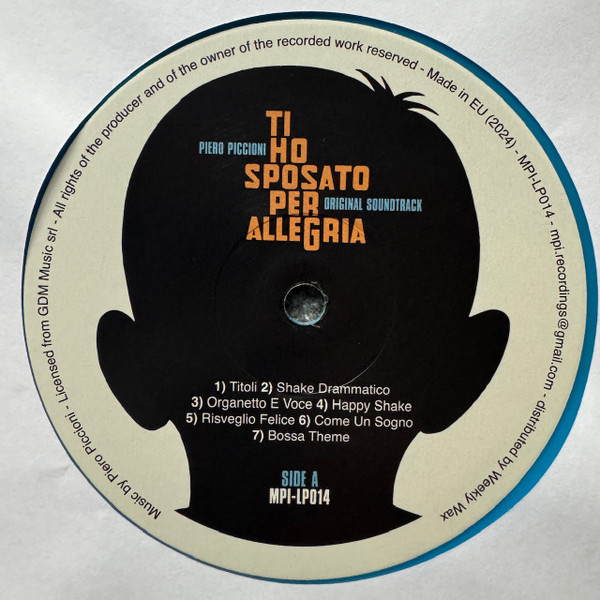 Piero Piccioni - Ti Ho Sposato Per Allegria | Musica Per Immagini (MPI-LP014) - 4
