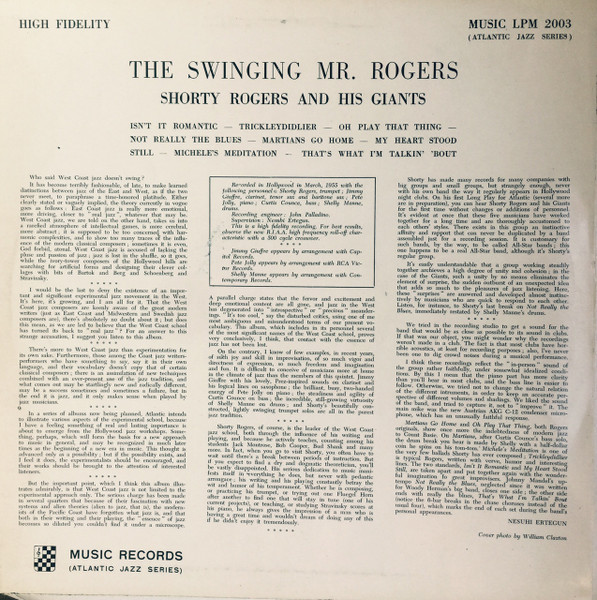 Shorty Rogers And His Giants - The Swinging Mr. Rogers | Music (LPM 2003) - 2