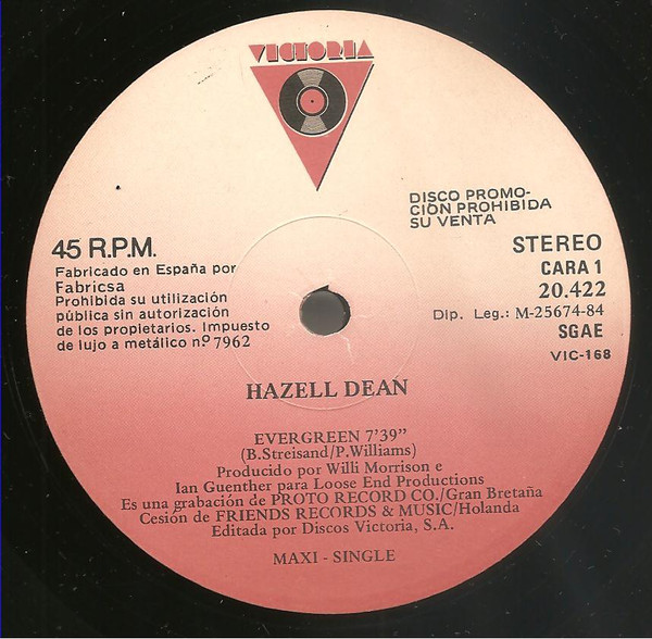 Hazell Dean - Evergreen / Jealous Love | Victoria (VIC-168) - 3