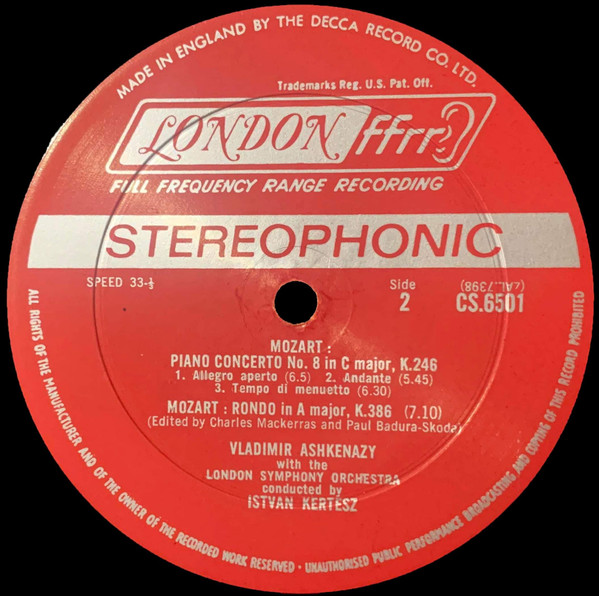 Mozart , Ashkenazy , London Symphony , Kertesz - Piano Concerto No. 8 In C, K.246 / Piano Concerto No. 9 In E Flat, K.271 / Rondo In A, K.386 | London Records (CS 6501) - main