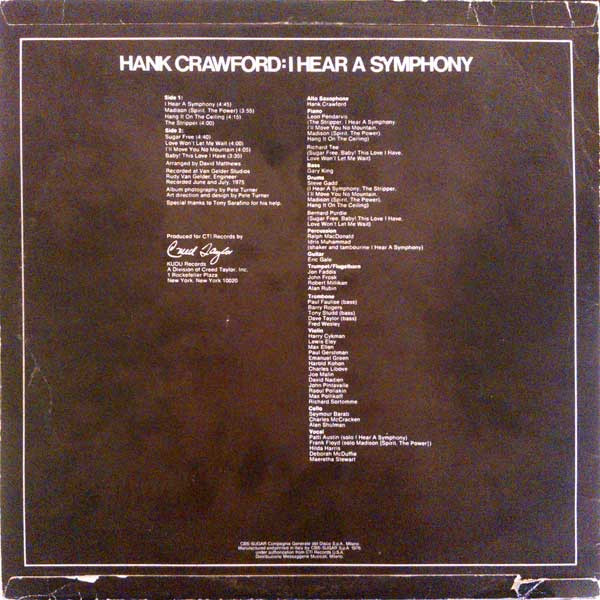 Hank Crawford - I Hear A Symphony | Kudu (KU 26) - 2