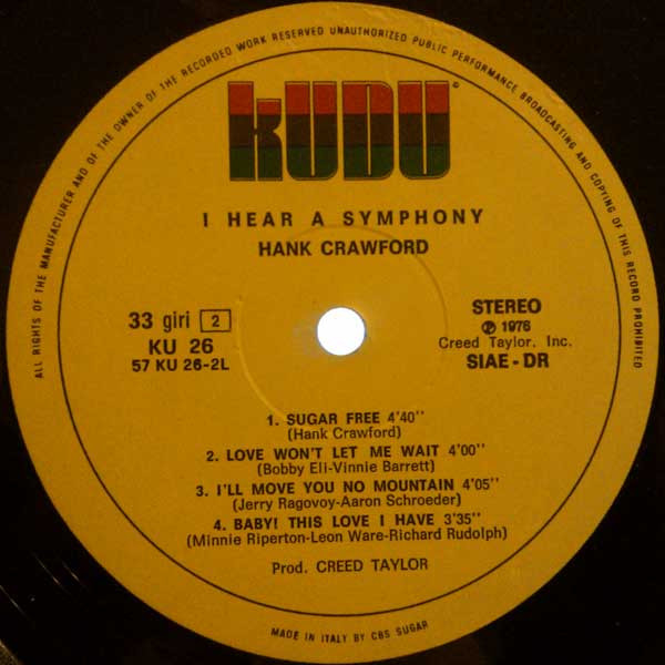 Hank Crawford - I Hear A Symphony | Kudu (KU 26) - 4