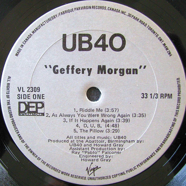 UB40 - Geffery Morgan... | DEP International (VL 2309) - 3 UB40 - Geffery Morgan... | DEP International (VL 2309) - 3