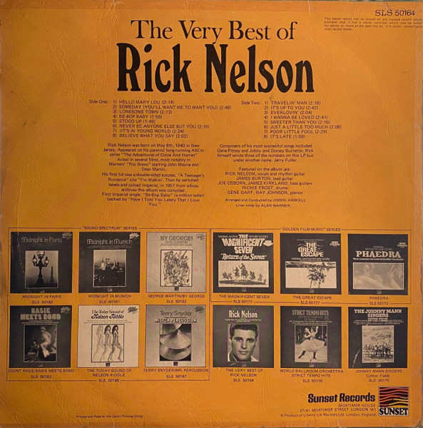 Ricky Nelson - The Very Best Of Rick Nelson | Sunset Records (SLS 50164) - 2 Ricky Nelson - The Very Best Of Rick Nelson | Sunset Records (SLS 50164) - 2