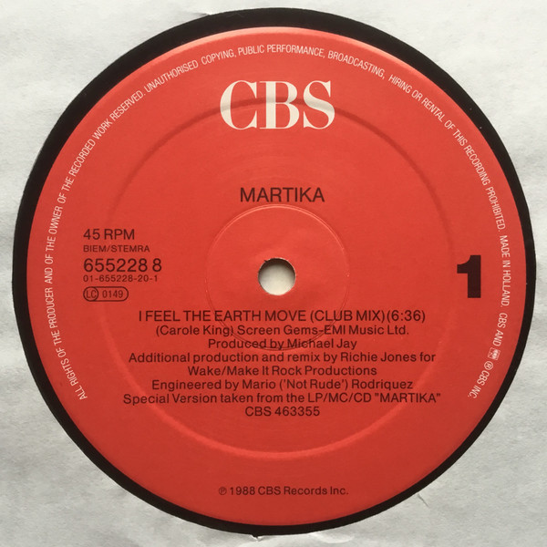 Martika - I Feel The Earth Move | CBS (655228 8) - main
