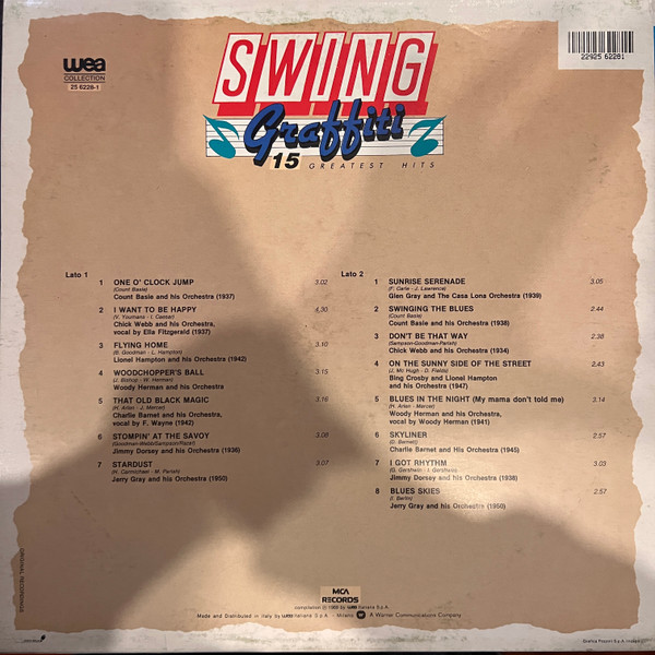 Various - Swing Graffiti 15 Greatest Hits | WEA Italiana S.p.A. (25 6228 1) - 2