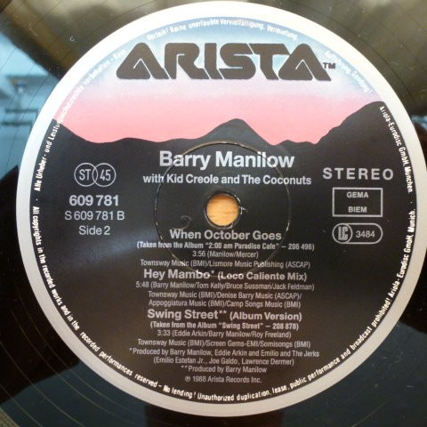 Barry Manilow With Kid Creole And The Coconuts - Hey Mambo | Arista (609 781) - 3