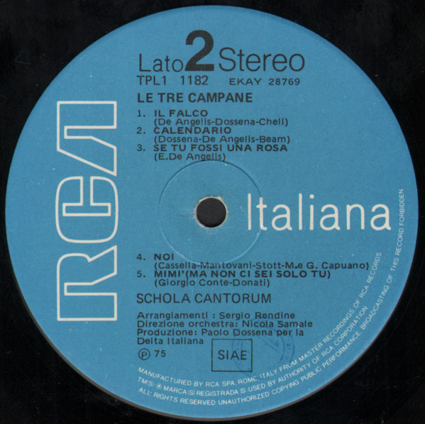 Schola Cantorum - Le Tre Campane | RCA Italiana (TPL1-1182) - 4