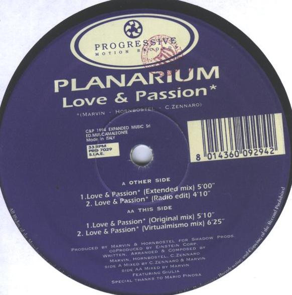 Planarium - Love & Passion | PRG (Progressive Motion Records) (PRG 7029) Planarium - Love & Passion | PRG (Progressive Motion Records) (PRG 7029)