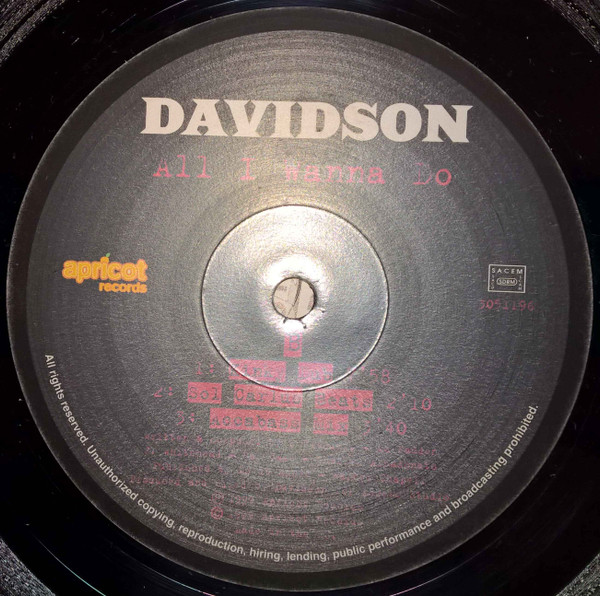 Davidson - All I Wanna Do | Apricot Records (3051196) - 4
