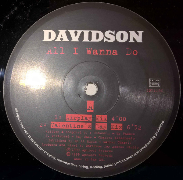Davidson - All I Wanna Do | Apricot Records (3051196) - 3