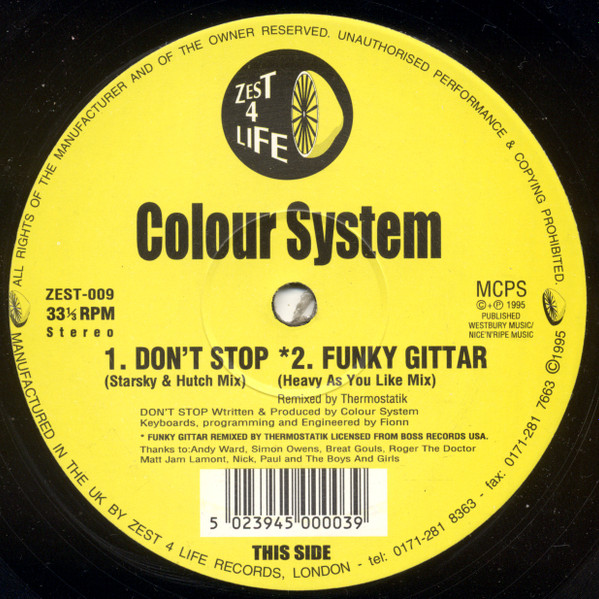 Colour System Inc - Don't Stop | Zest 4 Life (ZEST-009) - 2 Colour System Inc - Don't Stop | Zest 4 Life (ZEST-009) - 2