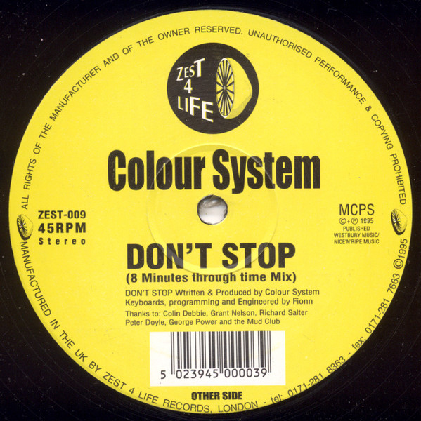 Colour System Inc - Don't Stop | Zest 4 Life (ZEST-009) - main Colour System Inc - Don't Stop | Zest 4 Life (ZEST-009) - main