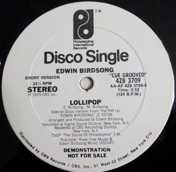 Edwin Birdsong - Lollipop | Philadelphia International Records (4Z8 3709)