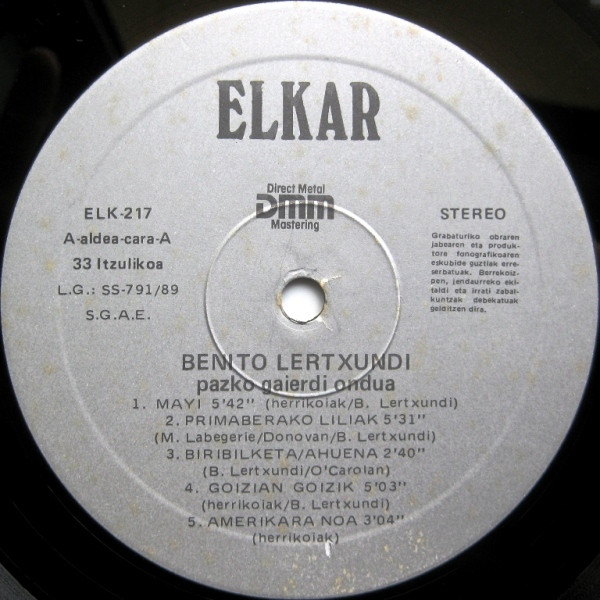 Benito Lertxundi - Pazko Gaierdi Ondua | Elkar (KD-217) - 3