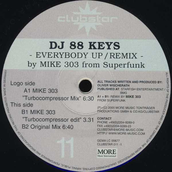 DJ 88 Keys - Everybody Up / Remix | Clubstar (CLUBSTAR 011 -1)