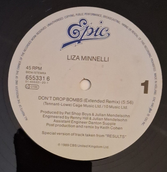 Liza Minnelli - Don't Drop Bombs | Epic (655331 6) - 3