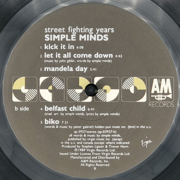 Simple Minds - Street Fighting Years | A&M Records (SP 3927) - 4