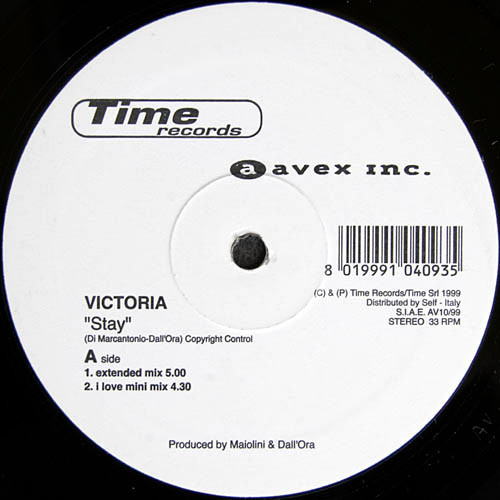 Victoria - Stay / Sunshine Day | Time Records (AV10/1999)