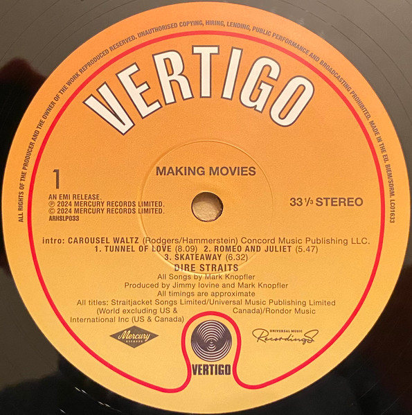 Dire Straits - Making Movies | Vertigo (ARHSLP033) - 3