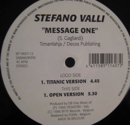 Stefano Valli - Message One | Byte Progressive (BP 9607-12)