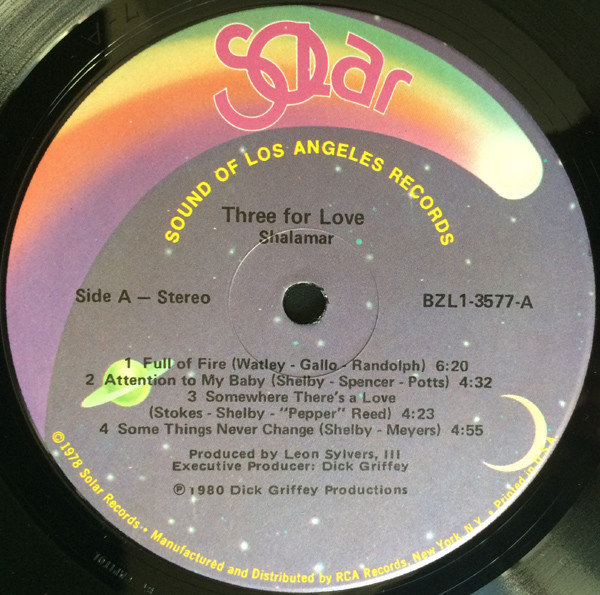 Shalamar - Three For Love | Solar (BZL1-3577) - 2