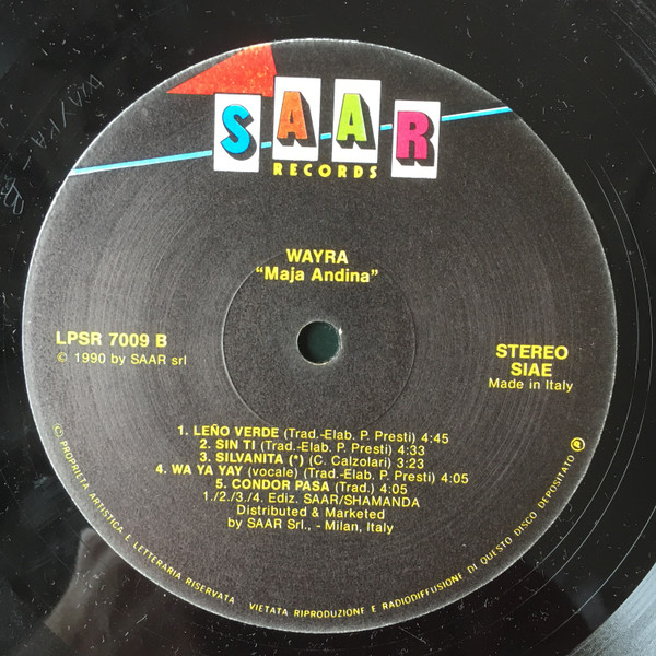 Wayra - Maja Andina | SAAR Records (LPSR 7009) - 4