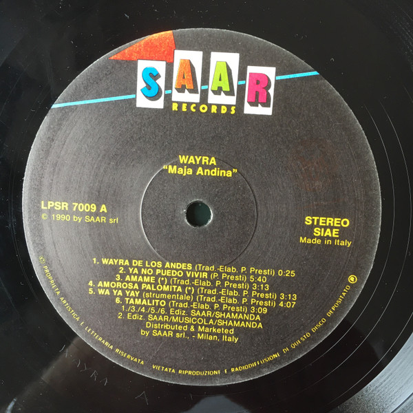 Wayra - Maja Andina | SAAR Records (LPSR 7009) - 3