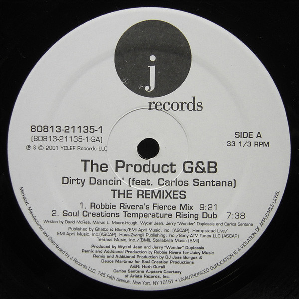 The Product G&B Featuring Carlos Santana - Dirty Dancin' (Remixes) | J Records (80813-21135-1) - 2