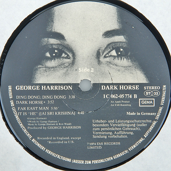 George Harrison - Dark Horse | Apple Records (1C 062-05 774) - 4