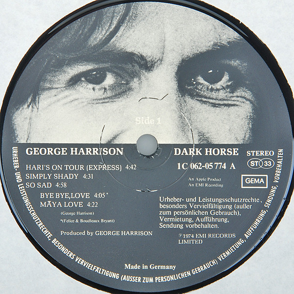 George Harrison - Dark Horse | Apple Records (1C 062-05 774) - 3
