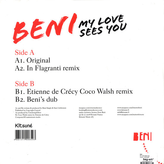 Beni Single - My Love Sees You | Kitsuné Music (Kitsuné Music 087) - 2