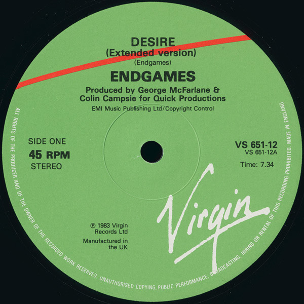 Endgames - Desire | Virgin (VS 651-12) - 4