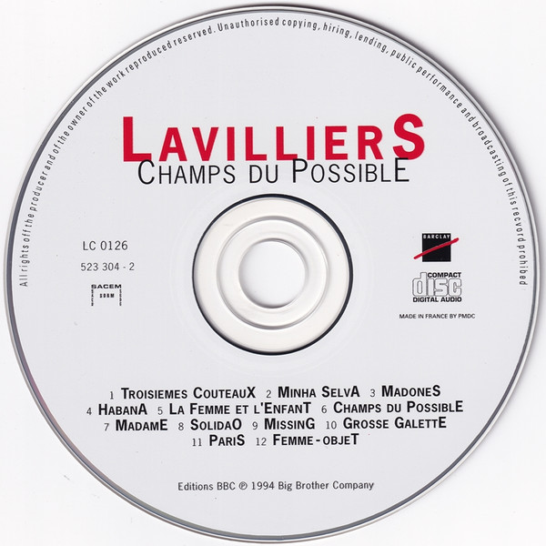 Bernard Lavilliers - Champs Du Possible | Barclay (523 304-2) - 3