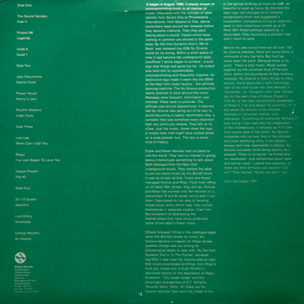 Various - Nu Groove  - 25 West 38th - A Compilation | Network Records (ngv 91) - 2