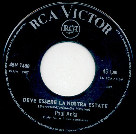 Paul Anka - Deve Essere La Nostra Estate | RCA Victor (45N 1488) - 3 Paul Anka - Deve Essere La Nostra Estate | RCA Victor (45N 1488) - 3