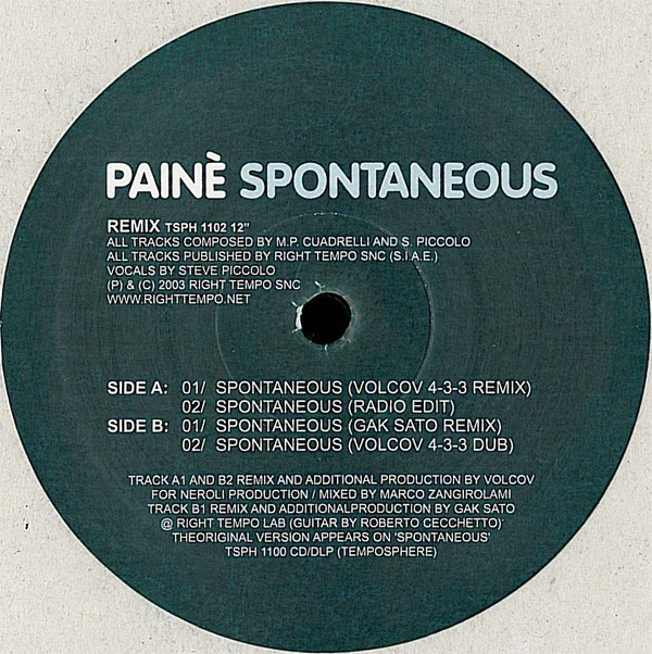 Painè - Spontaneous | Temposphere (TSPH 1102 12'')