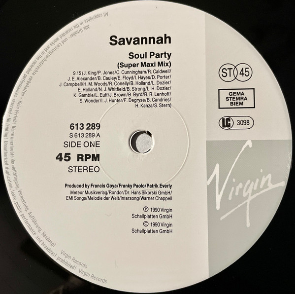 Savannah - Soul Party | Virgin (613 289) - 3