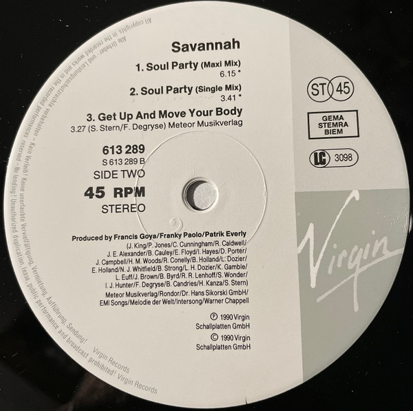 Savannah - Soul Party | Virgin (613 289) - 4