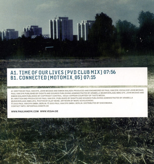 Paul van Dyk Featuring Vega 4 - Time Of Our Lives / Connected | Vandit Records (VANDIT 028) - 3