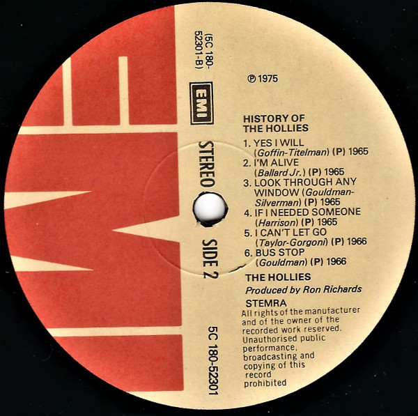 The Hollies - The History Of The Hollies - 24 Genuine Top Thirty Hits | EMI (5C 180-52 301 2) - 4