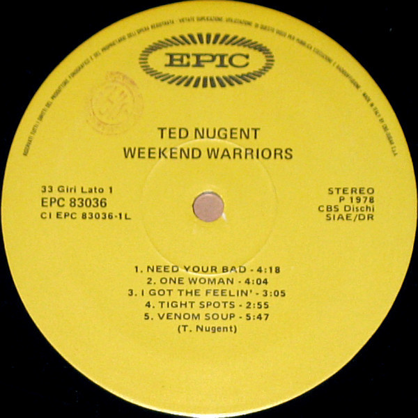 Ted Nugent - Weekend Warriors | Epic (EPC 83036) - 2 Ted Nugent - Weekend Warriors | Epic (EPC 83036) - 2