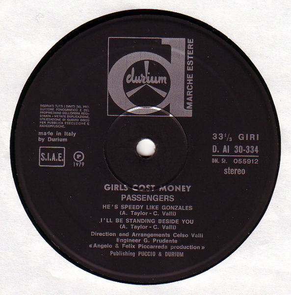 Passengers - Girls Cost Money | Durium Marche Estere (D. AI 30-334) - 4