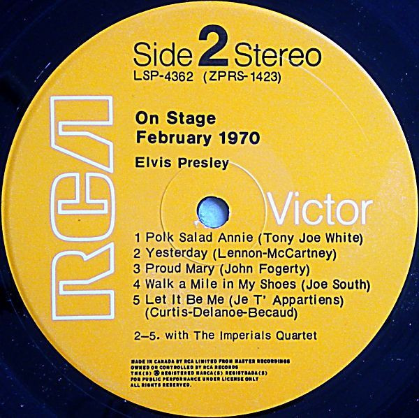 Elvis Presley - On Stage (February, 1970) | RCA Victor (LSP-4362) - 4