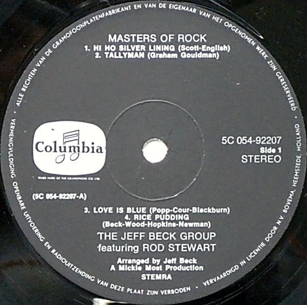 Jeff Beck Group Featuring Rod Stewart - Masters Of Rock | Columbia (5C054.92207) - 3