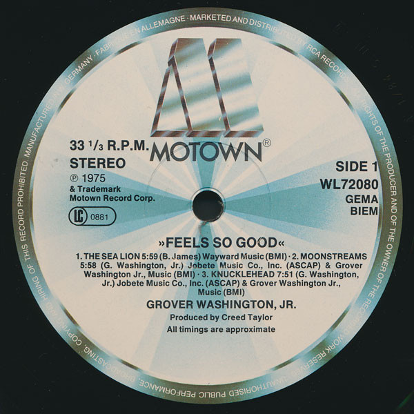 Grover Washington, Jr. - Feels So Good | Motown (WL 72080) - 3 Grover Washington, Jr. - Feels So Good | Motown (WL 72080) - 3