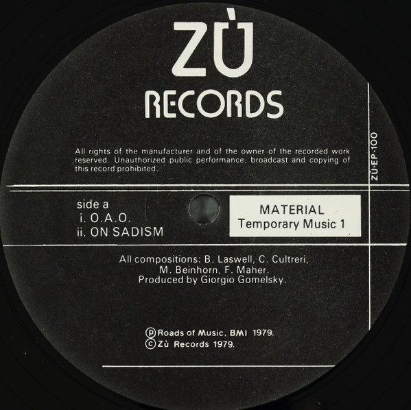Material - Temporary Music 1 | ZÙ Records (ZÙ-EP-100) - 3