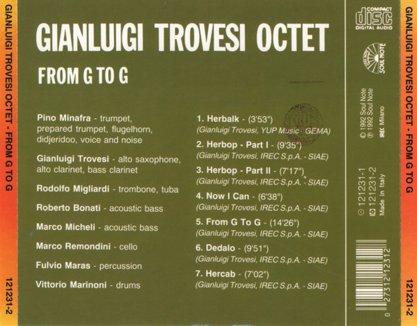 Gianluigi Trovesi Octet - From G To G | Soul Note (121231-2) - 2