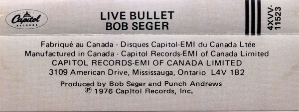 Bob Seger And The Silver Bullet Band - Live Bullet [Cassette] | Capitol Records (4XVV-11523) - 2