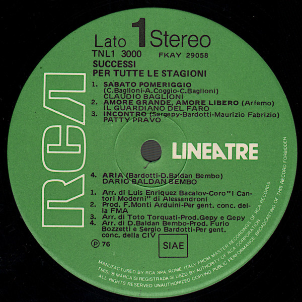 Various - Successi Per Tutte Le Stagioni | RCA (TNL1-3000) - 3 Various - Successi Per Tutte Le Stagioni | RCA (TNL1-3000) - 3